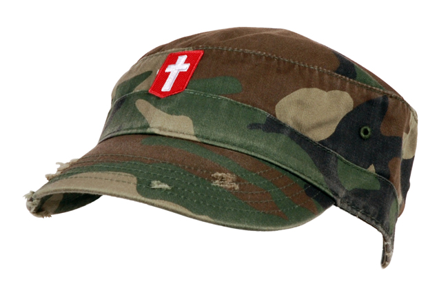 Cap - Green Camo Cross (Flat Top)