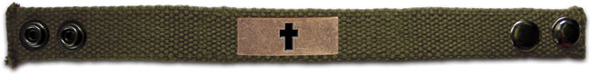 Faith Gear Canvas Bracelet - Bronze Cross
